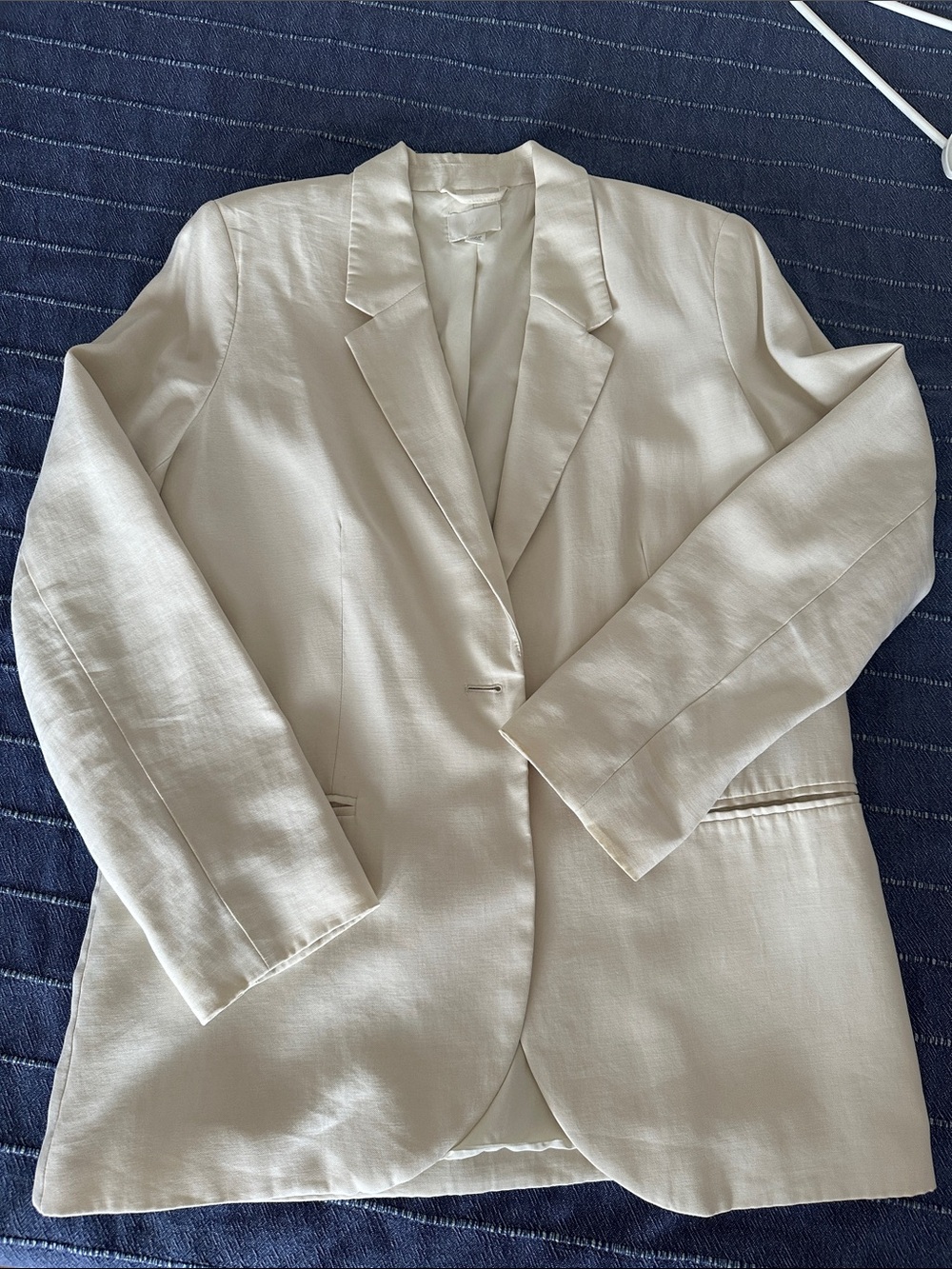 Classic Oversized Cream Blazer - Timeless Single-Breasted Jacket